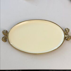NWT BrewsterElegant Oval Ceramic and Brass Platter